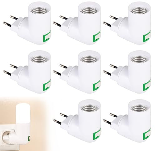 Vegena 8 Stück E27 Lampenfassung, 360° Einstellbar, Mit Schalter, Ohne Kabel, Für Led-Glühlampe Und Kleine Küchenlampe, Weiß, PBT-Material, Edison Screw (ES), Deckenmontage