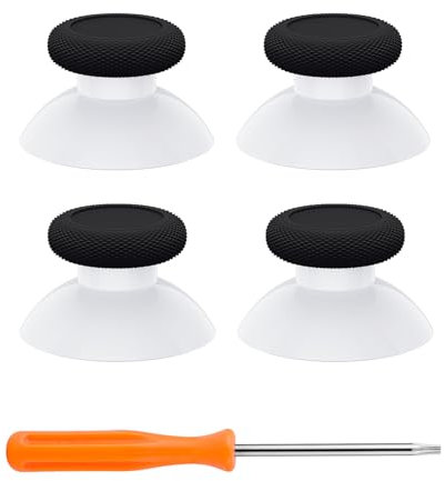 eXtremeRate Thumbsticks for Xbox Series X|S, 4PCS Replacement Joysticks Repair Kit for Xbox Wireless Controller, Custom Accessories Analog Stick for Xbox One S/X/Elite Controller - Robot White & Black