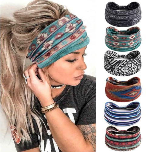 Mode-Stirnbänder für Frauen Haare Kopftücher Haarband Turban Blume Baumwolle Stirnbänder Breite Yoga Sport Stirnband Head Wrap (P6WBoWen)