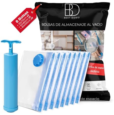 Bolsas de Vacío para Guardar Ropa, Edredones, Mantas, Almohadas y Ropa de Cama, Ahorra Espacio en Mudanzas y Viajes, Compatibles con Aspiradora y Bomba, Varios Tamaños con Cierre Hermético
