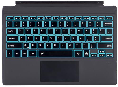 Type Cover for Microsoft Surface Pro Generation 7+ 7 6 5 4 3 Portable Slim Bluetooth Keyboard with Touchpad Tablet Keyboard, 7 Color Backlit, USB Charging (Black)