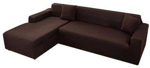 Bishilin Sofaüberwurf U Form 90-140CM Braun, Sofabezug Stretch 1 Sitzer Einfarbig Couchbezug Eckcouch Universal