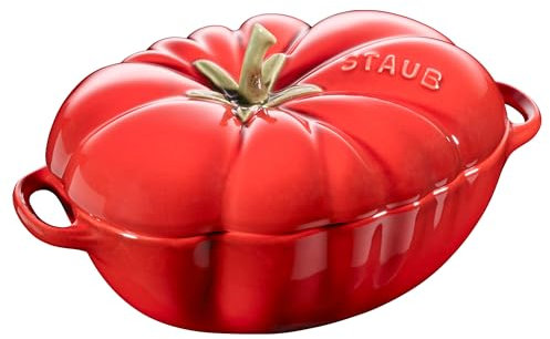 GGM Gastro | 1004997 | Poussière | Ceramique – Cocotte – Forme tomate – Ø 160 mm – Céramique – Rouge cerise