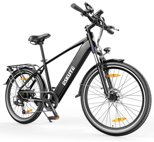 ESKUTE Netuno Plus 2024 Electric Bike, 27.5 Inch Electric Mountain Bike, 250W Motor, 36V 14.5Ah Removable Battery, Up To 60 Miles, Torque Sensor, Electric Bicycle For Adults Men Women