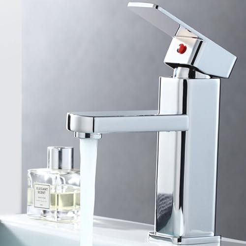 Sonhomay Robinets de lavabo en acier inoxydable pour salle de bain, robinet mélangeur chaud et froid, robinet à levier unique avec tuyau anti-explosion de 80 cm de long