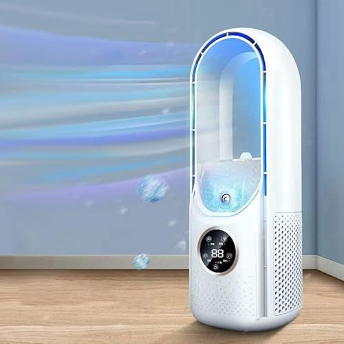RUICUBEI Ventilateur De Tour Silencieux Sans Lames Avec Télécommande Puissant Climatiseur Portable 6 Vitesses Ventilateur De Climatisation Bureau à Domicile Climatisation Silencieuse (White)