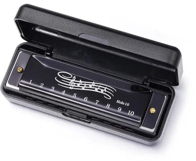 Harmonika Für Schüler 10 Löcher Tonart C Blues Mundharmonika Mundharmonika Musikinstrumente Tonart C Schwarz mit Box Anfänger(Black)