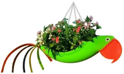 Osmond Blumentopf aus Metall, in Form eines fliegenden , Blumenkübel für Papageien, bunt, Hängekorb, dekorativer Blumentopf für Garten, S, B