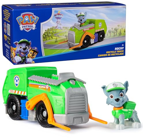 Paw Patrol, Rocky's Recycle Truck, Spielzeugfahrzeug mit Sammel-Actionfigur, nachhaltig denkendes Kinderspielzeug für Jungen & Mädchen ab 3 Jahren