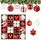 44 Stück Weihnachtskugeln Kunststoff, 3 & 6 cm Christbaumkugeln Weihnachtsbaumkugeln Set, Weihnachtskugeln Rot Weiß, Plastik Weihnachtskugeln, Mehrweg Weihnachtsbaum Deko Weihnachtskugel
