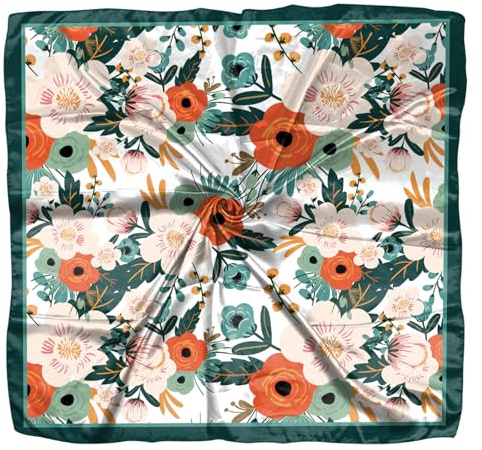 Deokke Kopftuch Damen,Bandana Damen,70x70cm Seide Feeling Quadratische Satin,Kopf Schal Wrap Headwear Mode Ästhetische Nette Dekoration Frauen Mädchen
