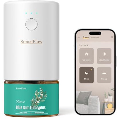SenseFlow Difusor Aceites Esenciales Difusor de Aromas Smart Wi-Fi SF101S -Ultrasónico Sin Agua, 100 % Vegetal, Aromaterapia120 Días, para Hogar, Hotel y Estudio hasta 100 ㎡ - Eucalipto Azul