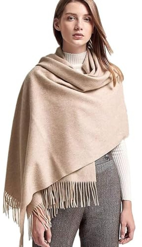 Jnidesier Pashmina-Schals und Umhänge für Damen, weicher Schal für Abendkleider und Hochzeiten mit Quasten, leicht und warm, Beige, 20 Zoll