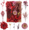 Trockenblumen,Natürliche Gemischte Getrocknete Blumen,Trockenblumen Zum Basteln,Trockenblumen Klein für DIY Epoxidharz Scrapbook Zubehör Handwerk Karten Machen (Rot)