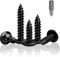 HXJDAM 170 Pcs M5 x 20mm Black Round Head Self Tapping Screws, Carbon Steel, Phillips Drive, For Wood, Sheet Metal, Plastic