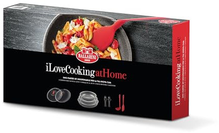 I Love Coooking At Home, set regalo Ballarini, 9 pezzi salvaspazio.