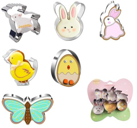 6 Stück Ostern Edelstahl Ausstecher Set,Ausstechförmchen Ostern,Plätzchenausstecher für Kindern Backen,Osterplätzchen Ausstecher,Keksformen fur Ei,Karotte,Küken,Häschenkopf,Schmetterling