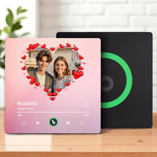 Imán para Nevera con música Personalizada Placa Spotify - ¡Toca tu canción Favorita! Imán Álbum de Fotos Personalizado para Nevera - Regalo para Parejas, Él, Ella, San Valentín, Aniversario, Navidad