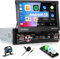 Zomolither Android 13 2G +64G Single Din Car Stereo 7 Inch Flip Out Touch Screen Bluetooth Car Radio with Carplay Android Auto WiFi Sat Navi GPS SWC FM RDS USB +Backup Camera+MIC