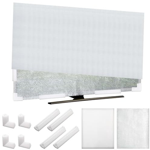 Innconee 10 Pcs Cushioning Foam Set 1 Foam Flat Screen TV Cover and Bubble Flat Screen Cover Fits up to 65'' W x 36'' H and 8 Moving Corner Edge Protectors for TV Display Protector Moving