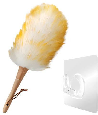 1 Stück Kleiner Staubwischer, Weicher Wollstaubtuch, Holzgriff mit Seil zum Aufhängen, waschbar, Kleiner Handstaubwedel für Wandpflanzen, Schreibtisch, Staubwedel-Werkzeug