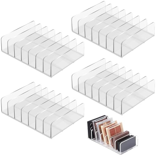 TTYSHIP® 4 Stück Lidschatten Paletten Organizer, 7 Fächern, Transparente | Lidschatten Organizer, Make Up Paletten Halter, CD Halter Durchsichtig für Schminktisch, Badezimmer, Kunststoff