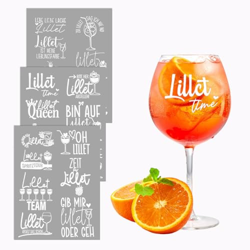 Aperol Gläser Deko, Aperol Geschenk, 3 Aperoli Rub On Sticker, Rub On Folie Transferaufkleber, Weiße Heilige Aperoli-Sprüche, Perfekt für Geschenk für Aperolliebhaber Aperoliker (Lillet 1)
