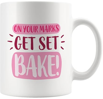 Bake Off Mug - Gift for Baking Lovers - Baker Gift – Teacher Gift – GBBO Present - Secret Santa - Ready Steady Bake - Pink