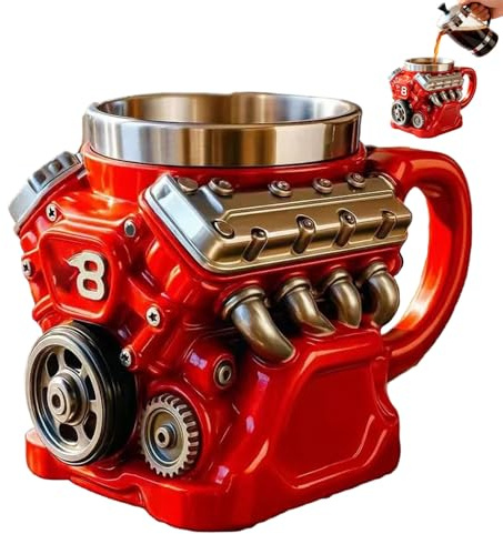 Générique Retro Engine Coffee Mug, Engine Coffee Mug, Personalized Double Wall Insulation Car Mugs, Stainless Steel Liner, for Car Enthusiasts, Retro Cars Lovers (#B)