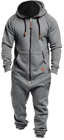 One Piece Hoodie Herr Fleece Hooded One Piece Jumpsuit Varm Onesie Dragkedja Romper Pyjamas Loungewear Outfit