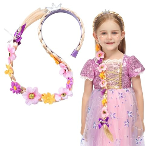 ROKZELT Prinzessin Rapunzel Prinzessinnenfrisur, Prinzessin frisur Mädchen,Karneval Kostüm Mädchen, Kostüm Eisköniginn, für Weihnachten Verkleidung Karneval Halloween Geburtstag Party