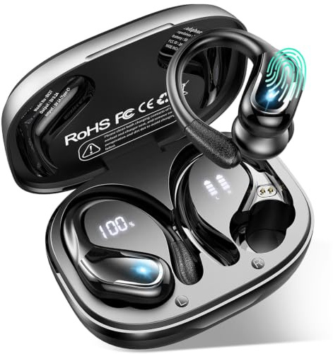 2026 Bluetooth 5.4 Kopfhörer Sport, 75Std Kopfhörer Kabellos, App mit EQ | HiFi Stereo Bass, ENC Noise Cancelling Headphone, IP-X8 Wasserdicht Earbud, USB-C in-Ear Ohrhörer Joggen Gym fur Android iOS