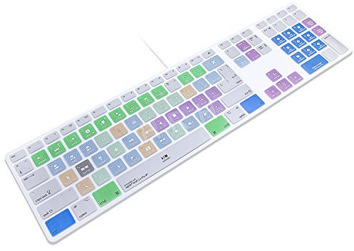 HRH Final Cut Pro X Funktionale Tastenkombinationen für iMac G6 MB110LL/B MB110LL/A A1243 Tastatur mit Ziffernblock, Tastatur-Aufdruck: Shortcuts Hotkeys Design Silikon-Tastatur [US/EU-Layout]