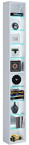 VCM Holzregal stehend | platzsparender CD-Schrank | Elegantes DVD-Regal stehend | Blu-Ray Regal | CD Regal - Rasato 152, Weiß