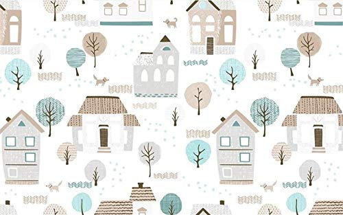 MINCOCO Custom Size Mural Wallpaper Cartoon Treehouse Animals Picture Backdrop Kids Room Living Room Bed Room Photo Wallpaper Home Decor, 350x245 cm (137.8 by 96.5 in)