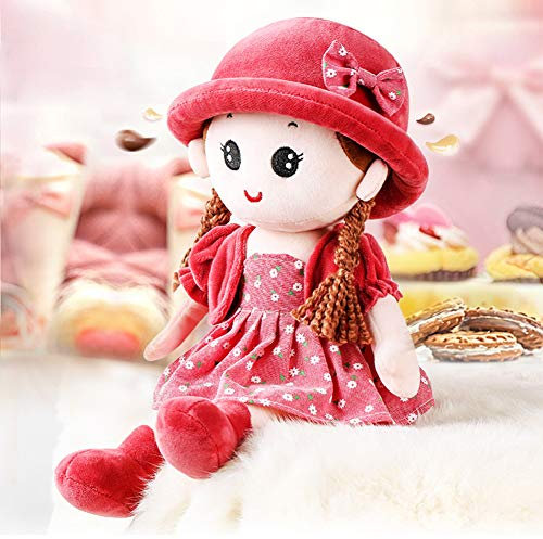 Qchomee Poupée de Chiffon Mignonne Jouet en Peluche Bébé Douce Poupée Ornement Maison Mini-Princesse Chapeau et Vêtements Détachables Cadeau de Naissance Anniversaire Valentin Noël-35CM