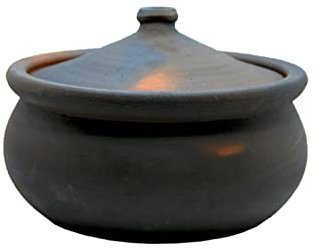 High Wind Flamed Dark Primitive Cooking Pot - Pre Seasoned - Made from Fire Clay: Suitable for Stove Top and Open Fire