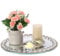 SUMTree Crystal Decorative Round Tray, Perfume Vanity Display Tray with Mirrored Base, Jewelry Trinket Organizer Tray for Dresser, Decorative Cake Serving Tray, Makeup Display Tray for Skin Care, 27CM