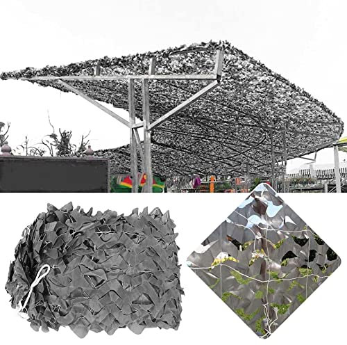 Filet De Camouflage Chasse,Filet D'ombrage Pour Pergola Jardin,Filet De Camouflage Militaire Renforcé,Gris,Décoration De Fête,Couverture De Voiture,Filet De Crème Solaire,Grey-1×2m(3.3*6.6ft)