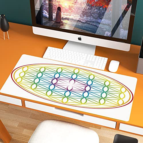 Tapis de Souris Gaming XXL 800x400mm,Coloré, Motif Fleur de Vie Rayons Radiant Dimension Cosmique Esp,Tapis de Table Surdimensionné Extra Grand XXL, Pour précision et rapidité - pour Souris et Clavier