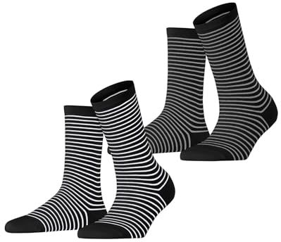 ESPRIT Damen Fine Line 2-Pack Socken Baumwolle atmungsaktiv