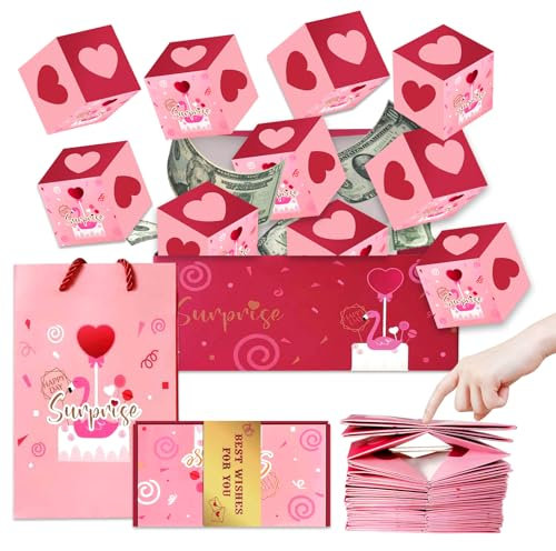 HiCivan 10-lagige Überraschungs-Geschenk-Box, Explosion für Geld, Pop-Up-explodierende Geburtstagsbox, Spardose für Bargeld, hüpfende Geschenkbox, einzigartige Idee, die das Urlaubsereignis