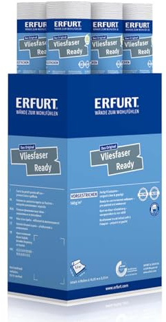 Erfurt Vliesfaser Ready 302 Vliestapete 10.05X0.53 weiße Fertigtapete 6 Rollen 1004371