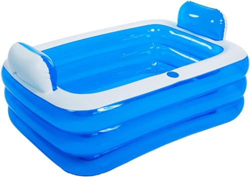 Baignoire gonflable de spa portable, bain à remous for 2 personnes, taille adulte avec dossier et drain, PVC épais pliable, for la maison, l'extérieur, les voyages, les piscines/241 (Color : 180X140X