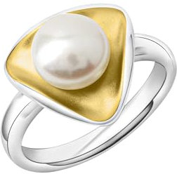 Celesta Silber Damen Ring 925 Silber Süßwasserzuchtperle 925/- Sterling Silber Matt/Glanz weiß 390270053V