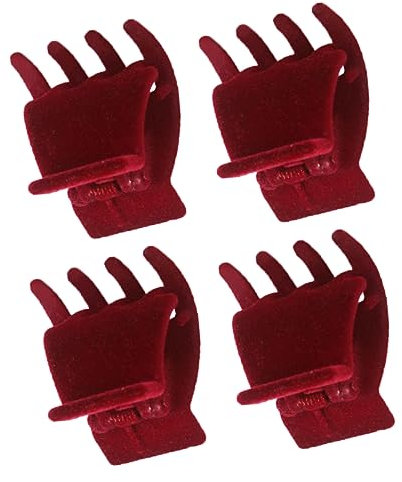 MAGICLULU 4 Stück Pferdeschwanz-artefakt Kleine Krallenclips Für Dünnes Haar Mini-haarspangen Für Mädchen Mini-haarspangen Für Frauen Mini-krallenclip Samt Die Seite Fräulein Haarkralle Rot