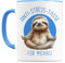 Anti Stress Tasse Faultier Faultiertasse personalisiert mit Namen lustige Kaffeetasse für Büro Kollegin Geschenk Keramiktasse 330 ml (Faultier Blau)