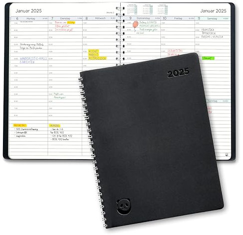 Terminplaner 2025 A5 von Smart Panda – Wochenplaner A5, Kalender 2025 – Softcover Tagebuch, 30 Minuten-Intervalle – Terminkalender, Planer 2025 – auf Deutsch