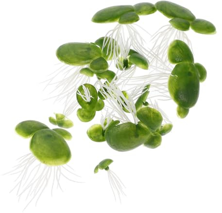 GREENADSCAPE 18 pcs Aquarium Floating Plants Artificial Duckweed Decorations for Fish Tank Pond Scenery Miniature Safe Simulated Plants Light Weight Decorative Ornament for Water Tank