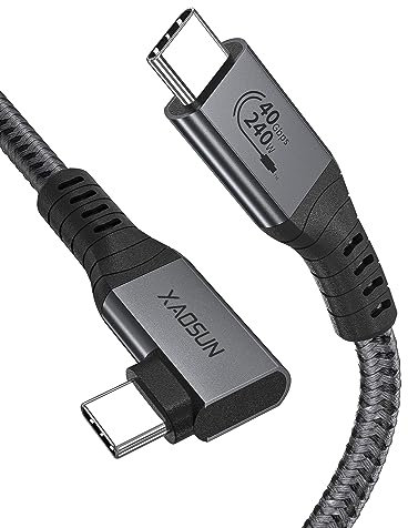 XAOSUN 40Gbps USB4 Kabel mit Thunderbolt 4 Kabel 0.6M,PD3.1 240W Zertifiziert Thunderbolt Ladekabel 90 Grad, 8K@60Hz 4K@120Hz USB C Video für iPhone 15 Pro Max,MacBook Pro, iPad,Laptop,Monitor